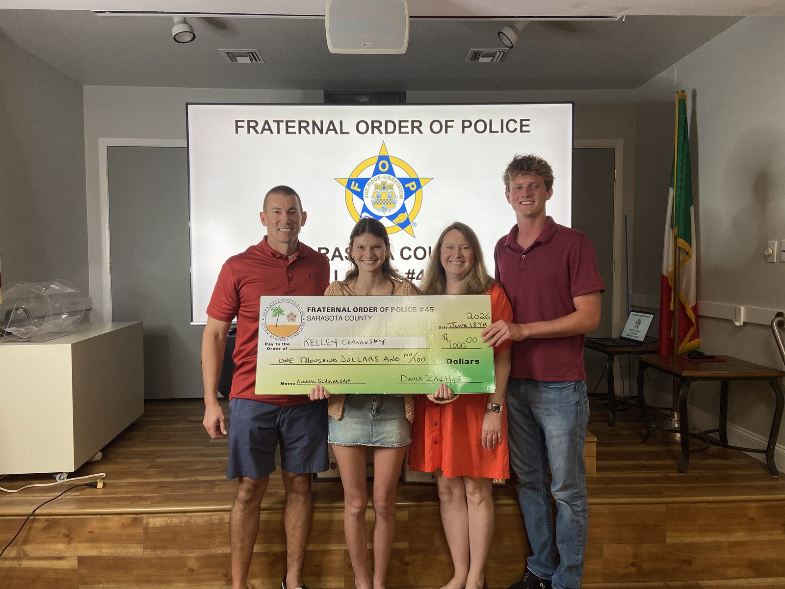 Kelley Cernansky and family, 2026 Lodge 45 scholarship