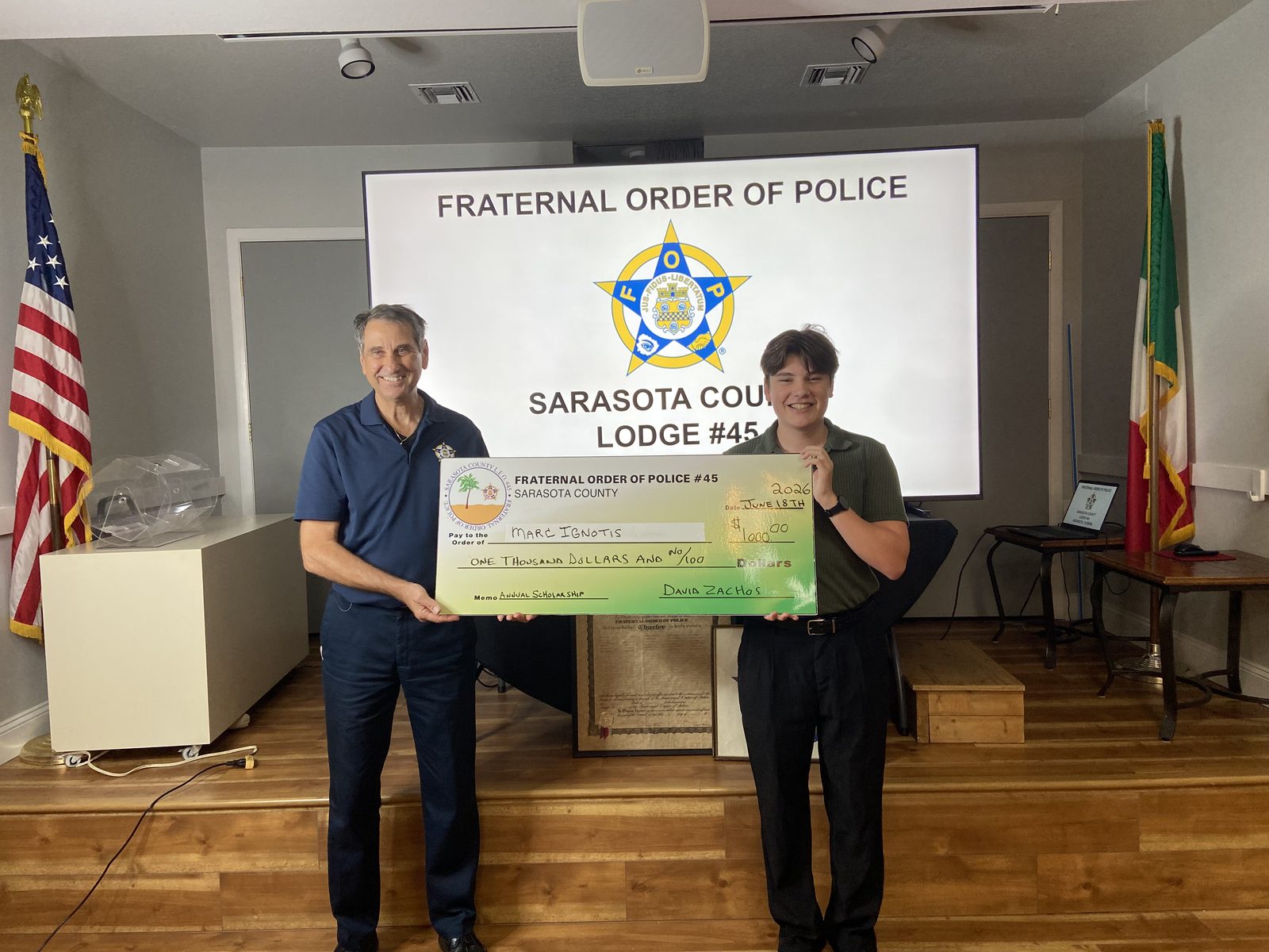 Marc Ignotis, 2026 Lodge 45 scholarship