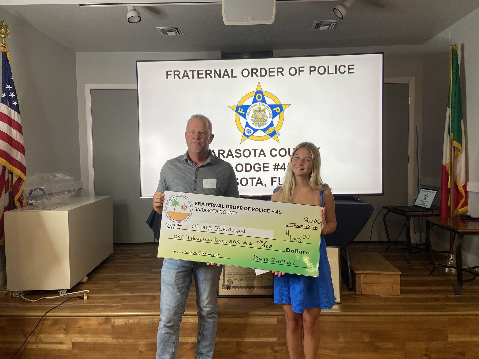 Olivia Jernigan and family, 2026 Lodge 45 scholarship