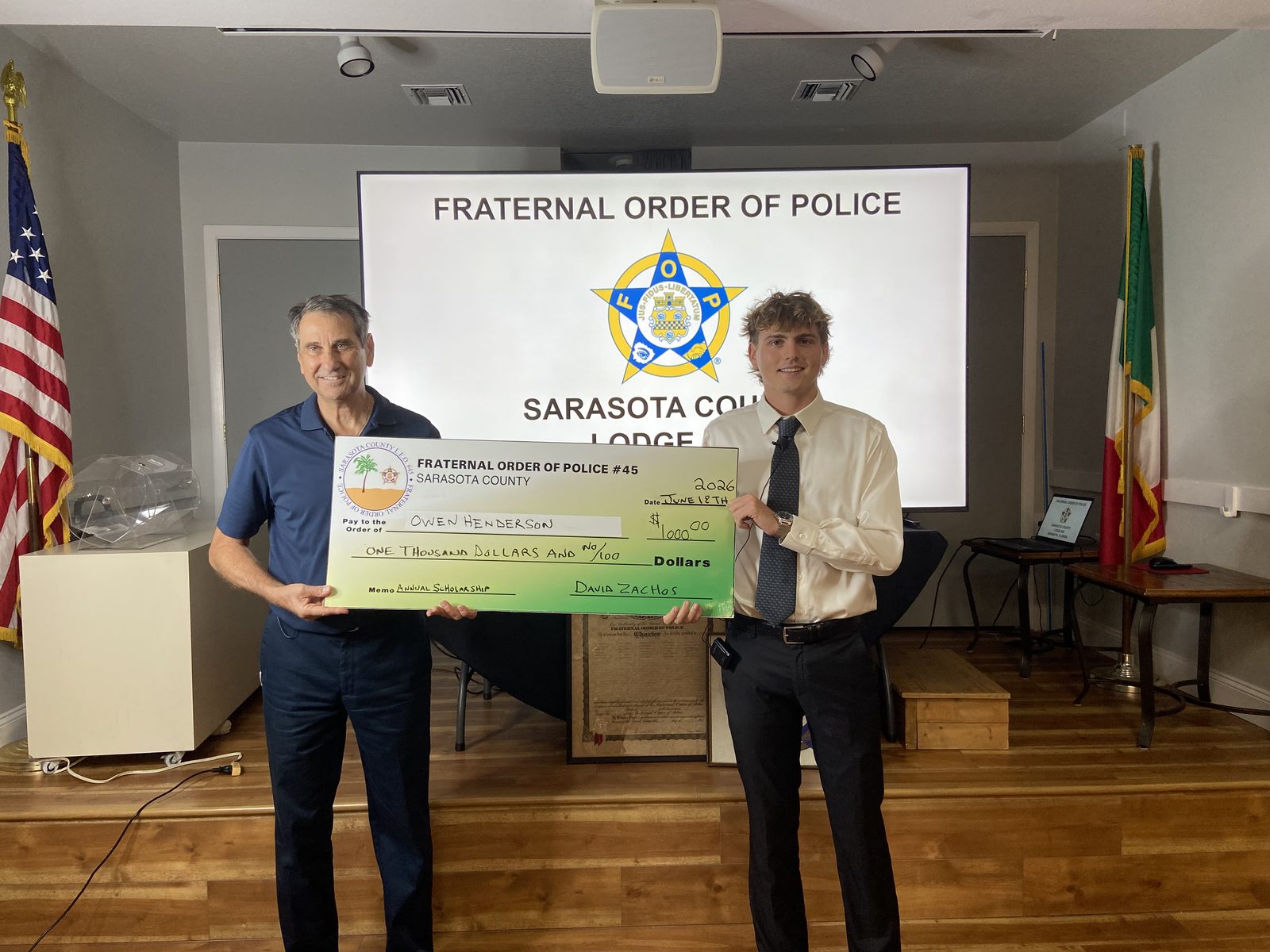 Owen Henderson, 2026 Lodge 45 scholarship